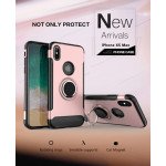 Wholesale iPhone Xs Max 360 Rotating Ring Stand Hybrid Case with Metal Plate (Black)